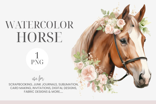 Watercolor Floral Horse Sublimation BijouBay 
