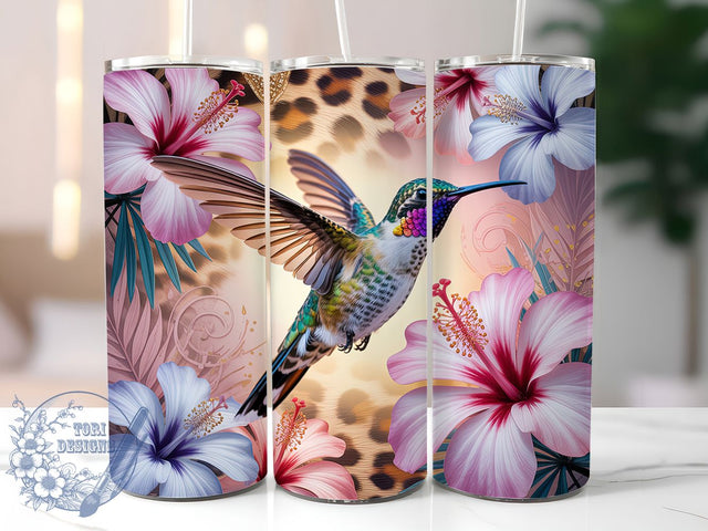 Watercolor Floral Hummingbird Tumbler, Floral Bird 20oz Sublimation, Watercolor Hummingbird Cup, Botanical Coffee Mug Wrap, Nature Lover Drinkware Design, Spring Garden Tumbler, Colorful Bird Cup Wrap Sublimation ToriDesigns 