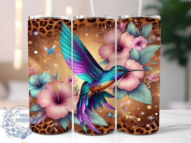 Watercolor Floral Hummingbird Tumbler, Floral Bird 20oz Sublimation, Watercolor Hummingbird Cup, Botanical Coffee Mug Wrap, Nature Lover Drinkware Design, Spring Garden Tumbler, Colorful Bird Cup Wrap Sublimation ToriDesigns 