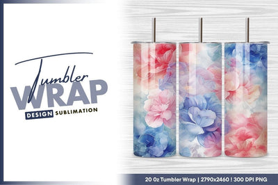 Watercolor Floral Illustration in Pink Blue and Purple Tones Sublimation Regulrcrative 