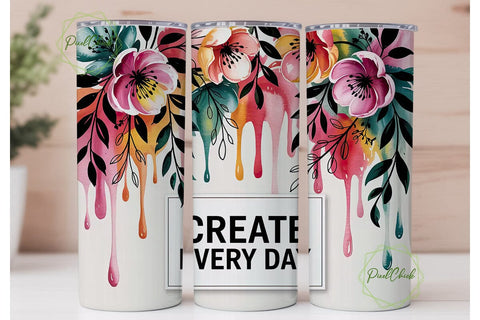 Watercolor Floral Inspiration 20oz Tumbler Sublimation PixelChick 
