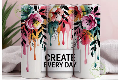 Watercolor Floral Inspiration 20oz Tumbler Sublimation PixelChick 