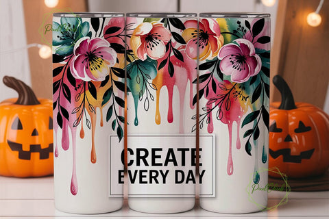 Watercolor Floral Inspiration 20oz Tumbler Sublimation PixelChick 