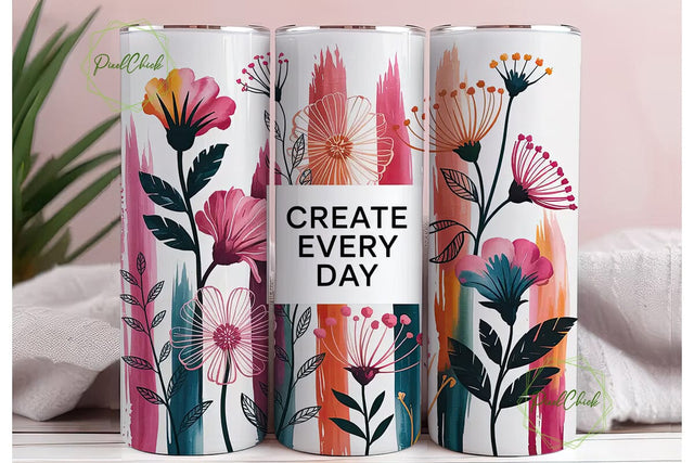 Watercolor Floral Inspiration 20oz Tumbler Sublimation PixelChick 