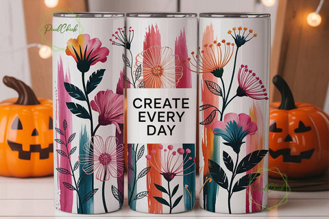 Watercolor Floral Inspiration 20oz Tumbler Sublimation PixelChick 
