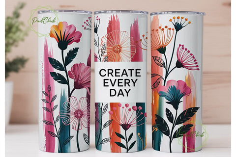 Watercolor Floral Inspiration 20oz Tumbler Sublimation PixelChick 