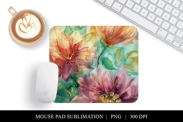 Watercolor Floral Mouse Pad Design, Digital Download Sublimation BijouBay 
