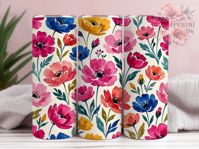 Watercolor Floral Pattern 20oz Tumbler, Floral Motif, Watercolor Theme, Pattern Art Design, Whimsical Accent, Artistic Charm, Sublimation Wrap, 20oz Tumbler Sublimation Li Zamperini 