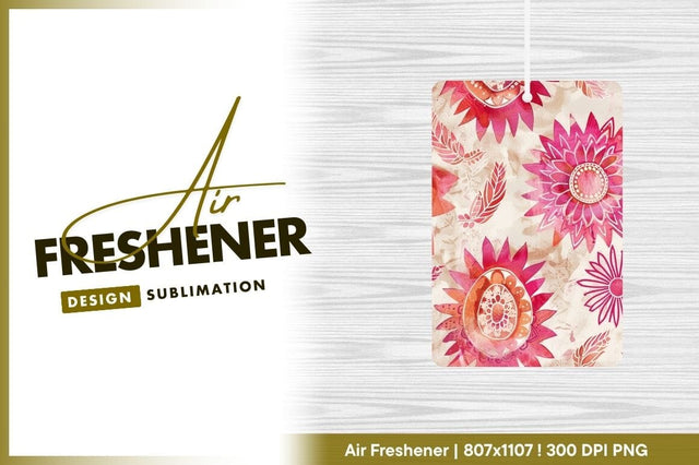 Watercolor floral pattern delicate bohemian air freshener png Sublimation Regulrcrative 