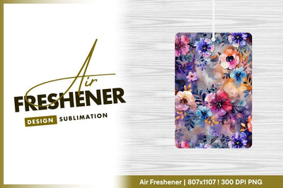 Watercolor Floral Pattern in Purple Pink and Blue with Leaves Sublimation Regulrcrative 
