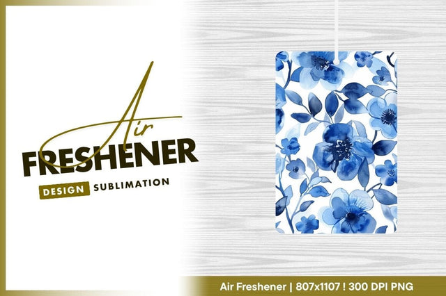Watercolor floral pattern in shades of blue with leaves on a white background Sublimation Regulrcrative 