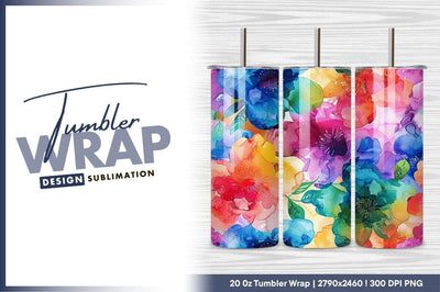 Watercolor Floral Pattern in Vibrant Colors with Blue Pink and Yellow Blooms Sublimation Regulrcrative 