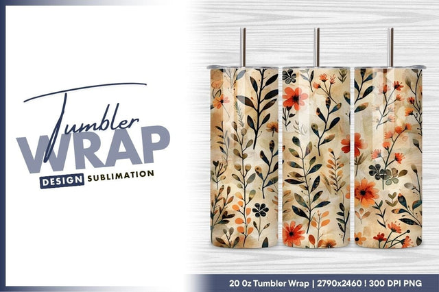 Watercolor Floral Pattern Vintage Botanical Art Design Sublimation Regulrcrative 