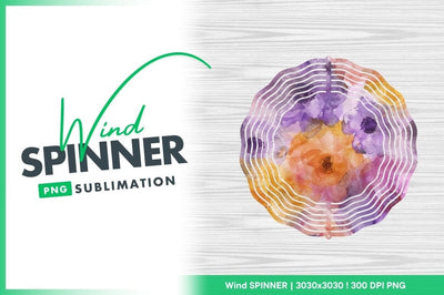 Watercolor floral pattern wind spinner round png Sublimation Regulrcrative 