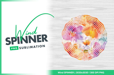 Watercolor floral pattern wind spinner round png Sublimation Regulrcrative 