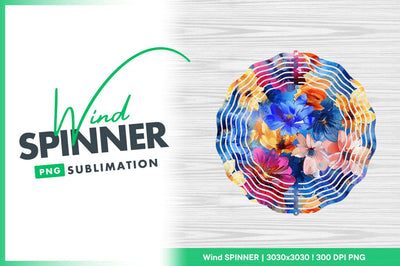 Watercolor floral pattern wind spinner round png Sublimation Regulrcrative 