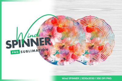 Watercolor floral pattern wind spinner round png Sublimation Regulrcrative 