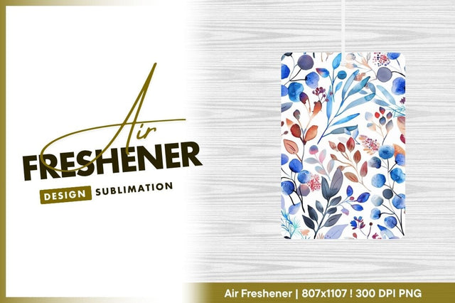 Watercolor floral pattern with blue and brown leaves and berries on white background Sublimation Regulrcrative 