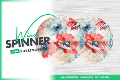 Watercolor floral pattern with red and blue Sublimation Regulrcrative 