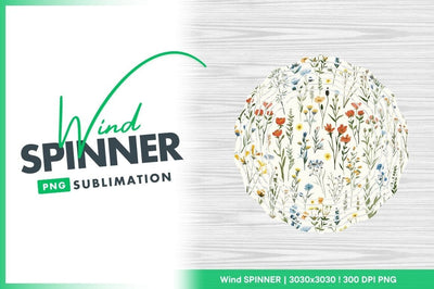 Watercolor floral pattern with wind spinner round png Sublimation Regulrcrative 
