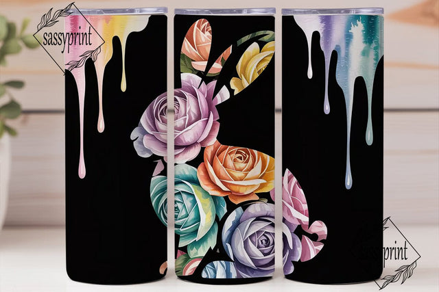 Watercolor Floral Rabbit 20oz Tumbler Sublimation sassyprint 