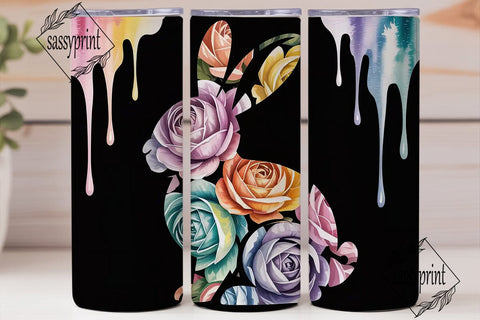 Watercolor Floral Rabbit 20oz Tumbler Sublimation sassyprint 
