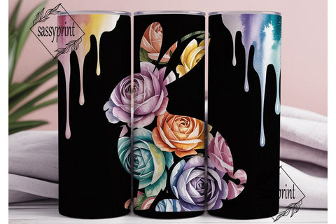 Watercolor Floral Rabbit 20oz Tumbler Sublimation sassyprint 
