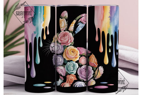 Watercolor Floral Rabbit 20oz Tumbler Sublimation sassyprint 