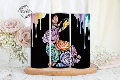 Watercolor Floral Rabbit 20oz Tumbler Sublimation sassyprint 