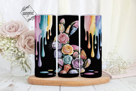 Watercolor Floral Rabbit 20oz Tumbler Sublimation sassyprint 