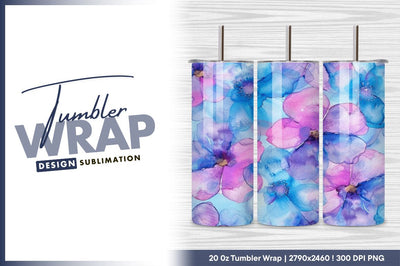 Watercolor floral seamless pattern blue pink Sublimation Regulrcrative 