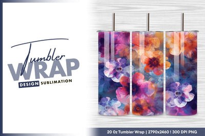 Watercolor floral seamless pattern tumbler png design Sublimation Regulrcrative 