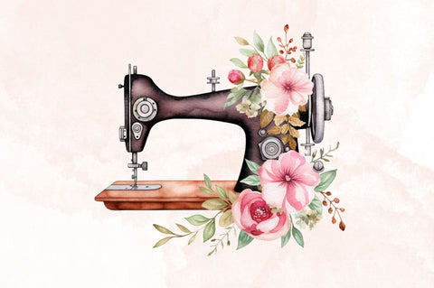 Watercolor Floral Sewing Machine Clipart Bundle Sublimation Designangry 