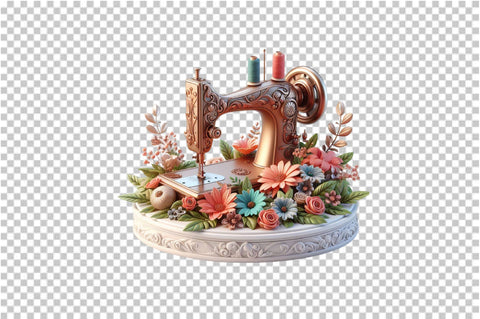 Watercolor Floral Sewing Machines Clipart Bundle Sublimation SVGArt 