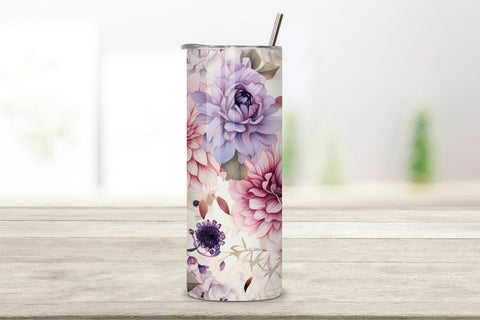Watercolor Floral Symphony Tumbler Wrap, Seamless PNG Wrap Sublimation FloridPrintables 