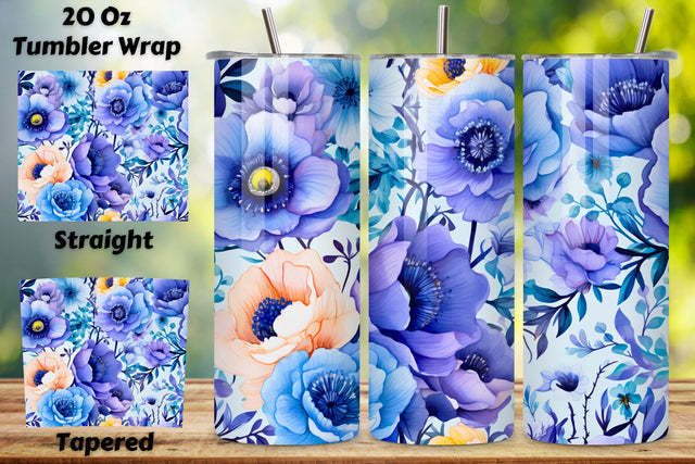 Watercolor Floral Tumbler Wrap, Seamless PNG Wrap, Watercolor Floral Symphony Tumbler Wrap, Seamless PNG Wrap Sublimation FloridPrintables 