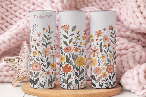 Watercolor Floral Tumbler Wrap Sublimation DesignSVG 