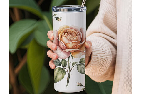 Watercolor Floral Tumbler Wrap Sublimation DesignSVG 