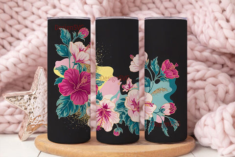 Watercolor Floral Tumbler Wrap Sublimation DesignSVG 