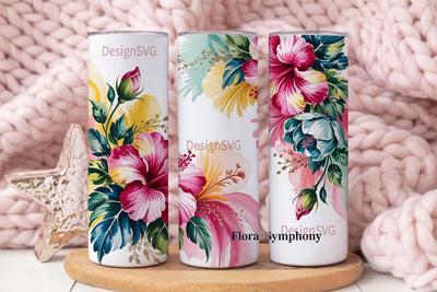 Watercolor Floral Tumbler Wrap Sublimation DesignSVG 