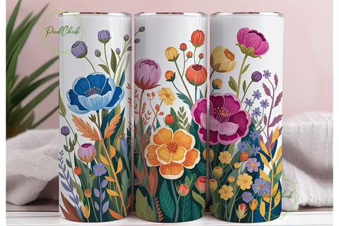 Watercolor Floral Tumbler Wrap Sublimation PixelChick 
