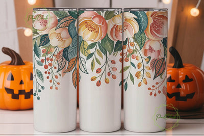 Watercolor Floral Tumbler Wrap Sublimation PixelChick 