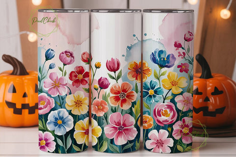 Watercolor Floral Tumbler Wrap Sublimation PixelChick 