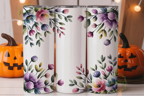 Watercolor Floral Tumbler Wrap Sublimation PixelChick 