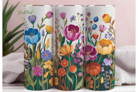 Watercolor Floral Tumbler Wrap Sublimation PixelChick 