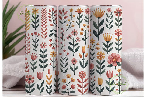 Watercolor Floral Tumbler Wrap Sublimation PixelChick 
