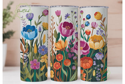 Watercolor Floral Tumbler Wrap Sublimation PixelChick 