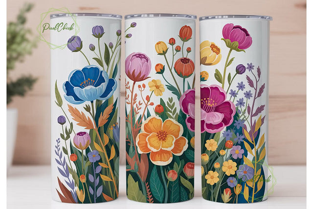 Watercolor Floral Tumbler Wrap Sublimation PixelChick 