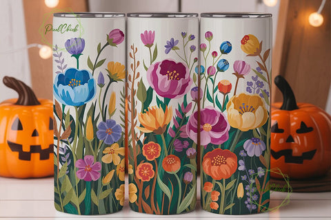 Watercolor Floral Tumbler Wrap Sublimation PixelChick 