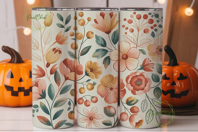 Watercolor Floral Tumbler Wrap Sublimation PixelChick 